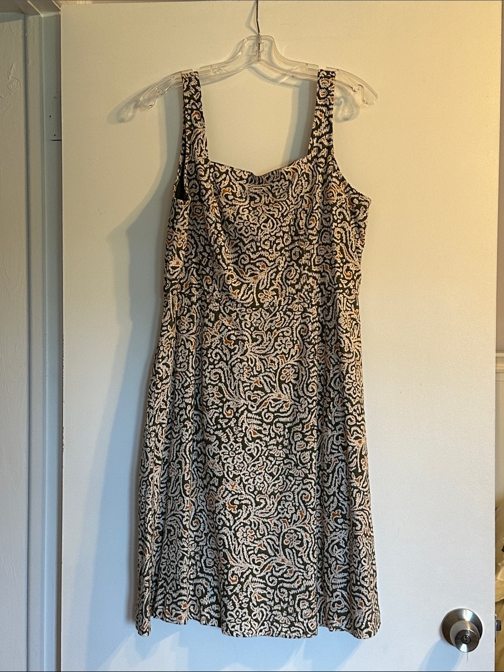 Ann Taylor Factory Olive Green and Cream Paisley Midi Dress